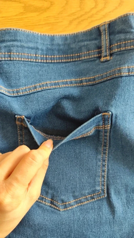 Luchtige stretch rok met denim effect / blauw denim boven de knie lengte T42 - – photo 2